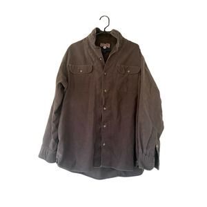 Duluth Trading Mens 100% Cotton Heavy Flannel Button Down Shirt Brown Large